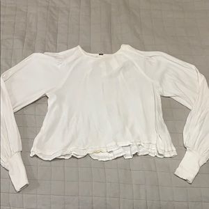 Free People White Flowy Blouse